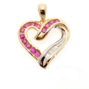 10K Diamond and Ruby Heart Pendant