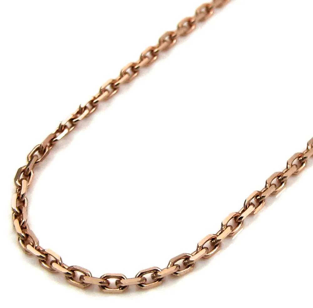10K Rose Gold 1mm Cable Diamond Cut Chain