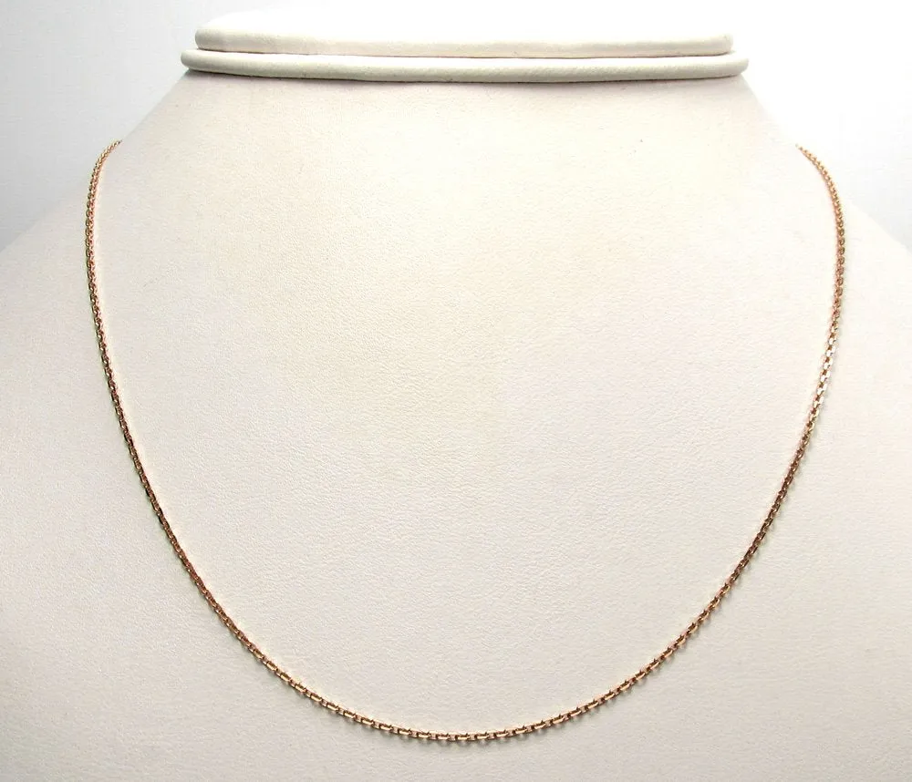 10K Rose Gold 1mm Cable Diamond Cut Chain