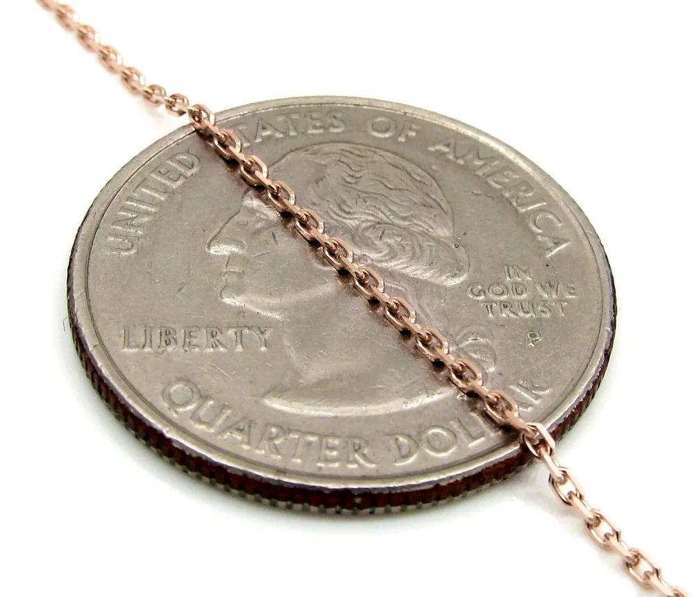 10K Rose Gold 1mm Cable Diamond Cut Chain
