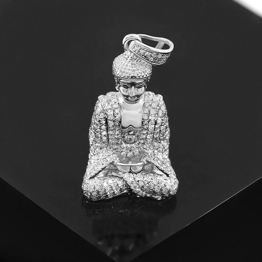 10k Yellow Gold Detailed Diamond Buddha Pendant 0.81 Ctw