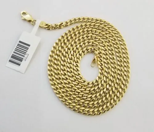 10k Yelow Gold Diamond Hamsa Hand Charm Miami Cuban Link Chain Necklace DISCOUNT