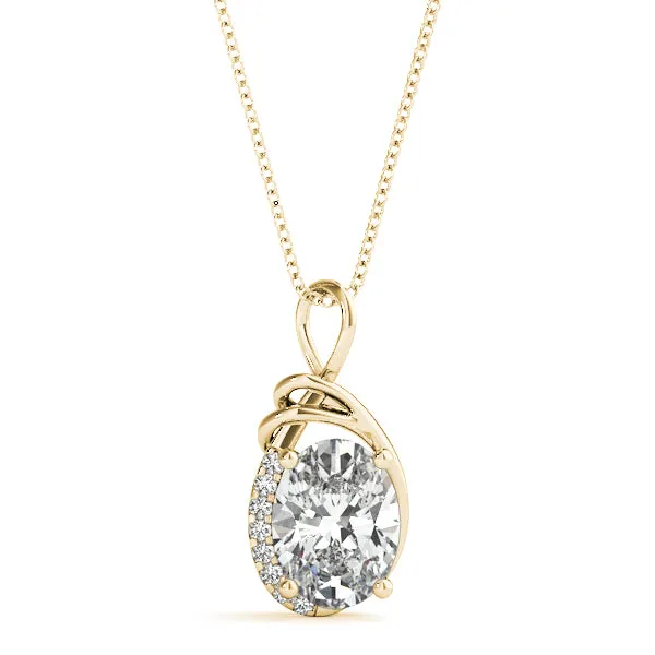 14K Oval Diamond Necklace / Pendant