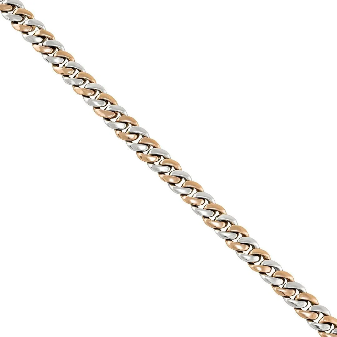 14k Two Tone Gold Diamond Cuban Chain 9 mm 15 Ctw