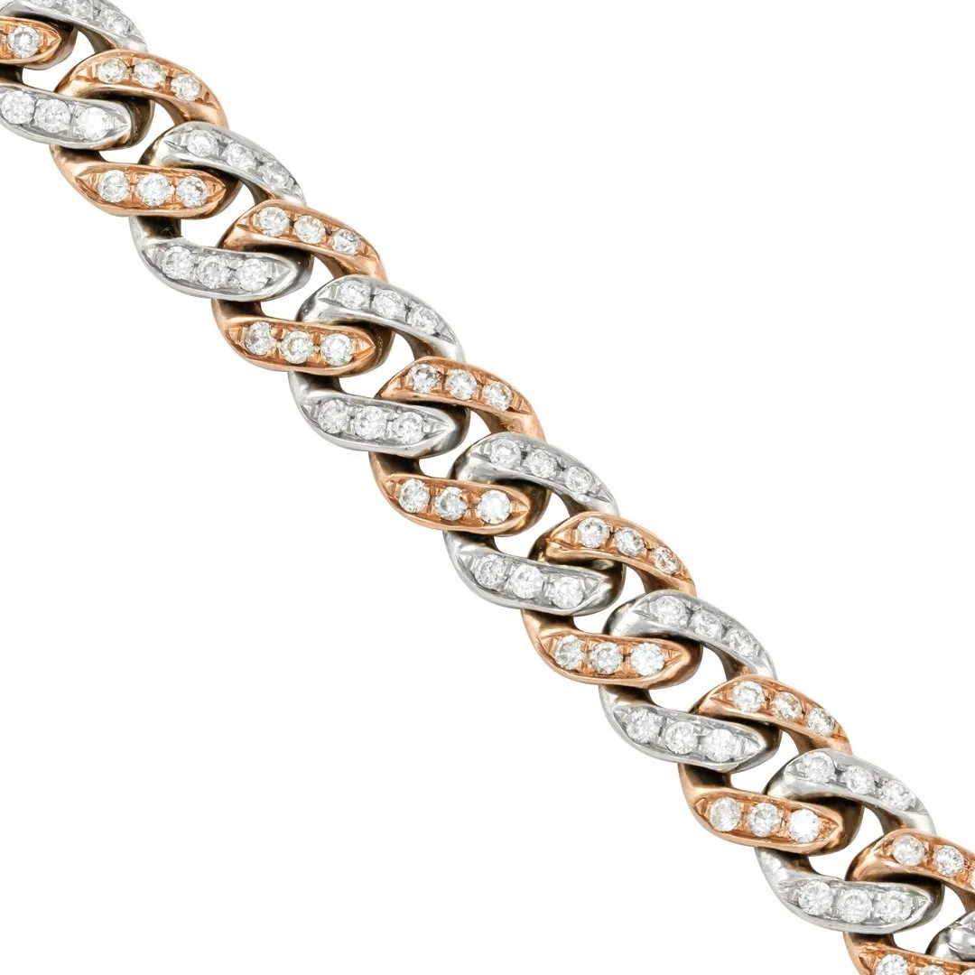 14k Two Tone Gold Diamond Cuban Chain 9 mm 15 Ctw