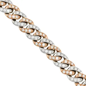 14k Two Tone Gold Diamond Cuban Chain 9 mm 15 Ctw