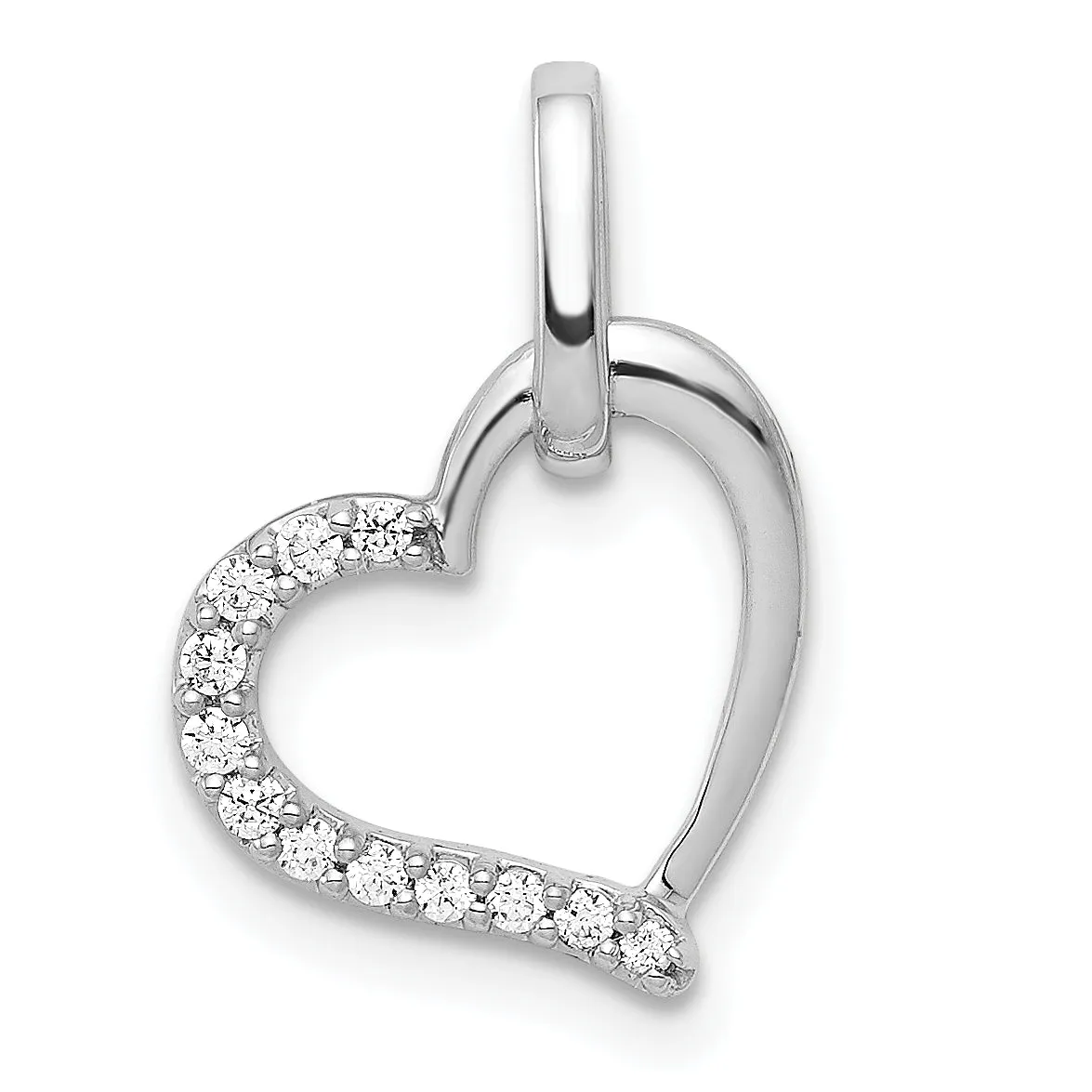 14k White Gold 1/15ct. Diamond Heart Design Pendant