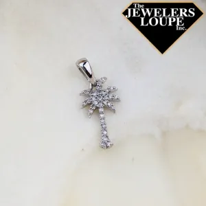 14K White Gold .13ctw Diamond Palmetto Tree Pendant (64668)