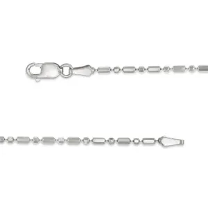 14K White Gold 1.5mm Bar and Ball Bead Chain