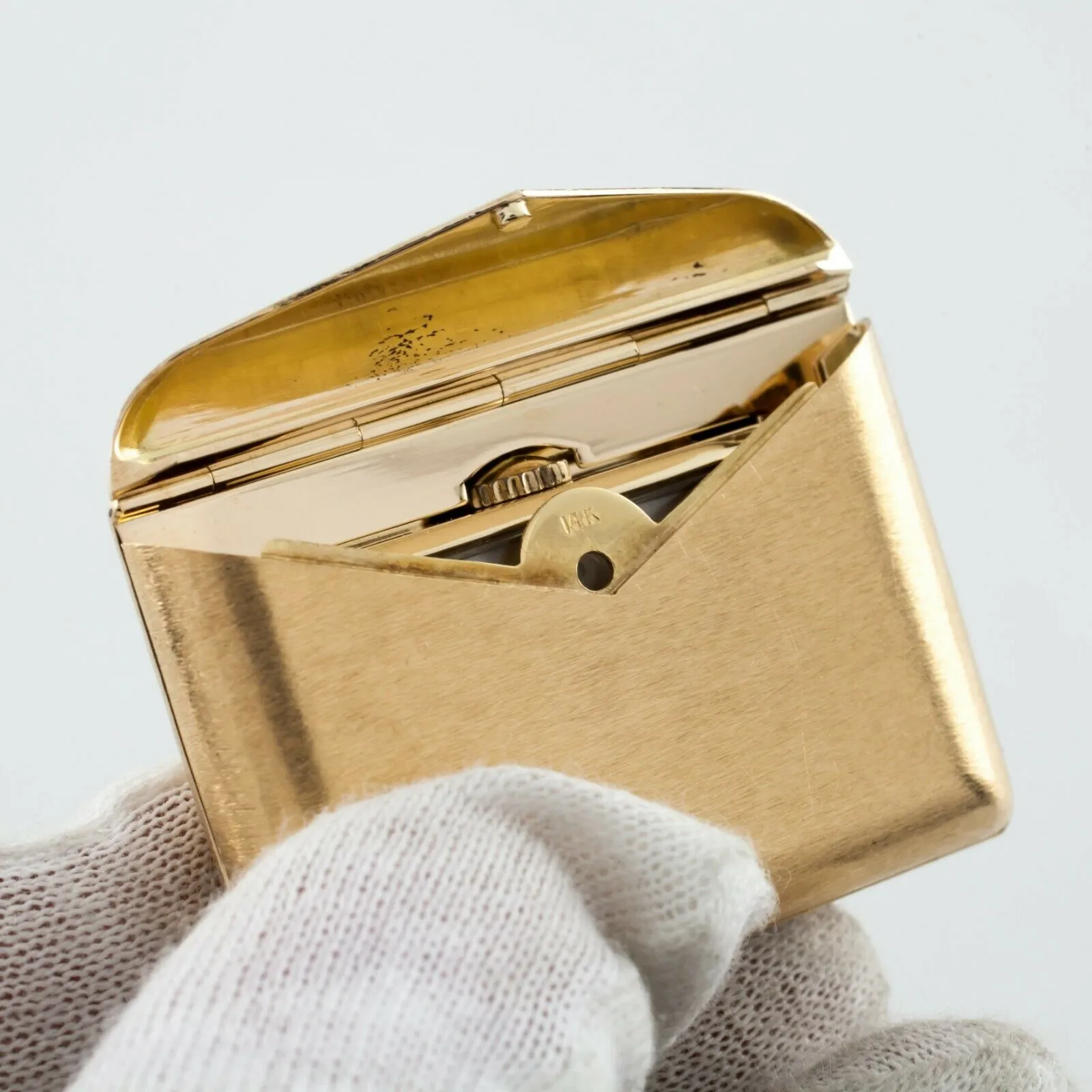 14k Yellow Gold Envelope Pocket Watch by Kior! Great Vintage Piece!