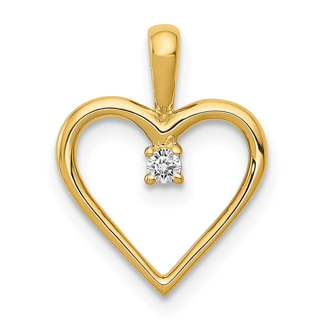 14k Yellow Gold l1 Clarity G-I Color .03ct. Diamond Heart Pendant