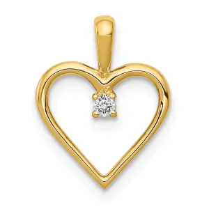 14k Yellow Gold l1 Clarity G-I Color .03ct. Diamond Heart Pendant