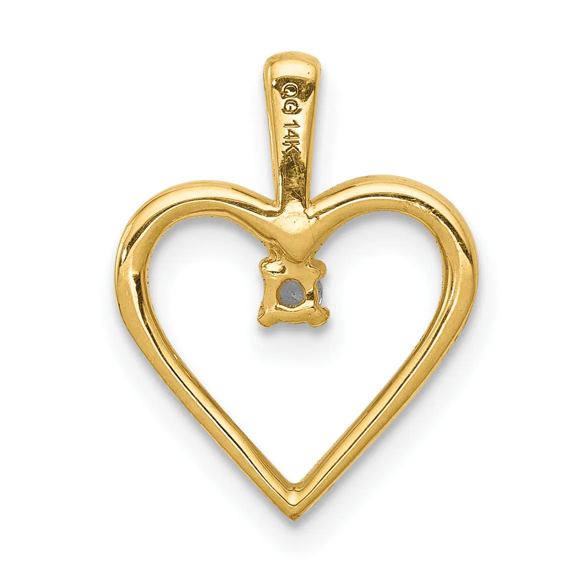14k Yellow Gold l1 Clarity G-I Color .03ct. Diamond Heart Pendant