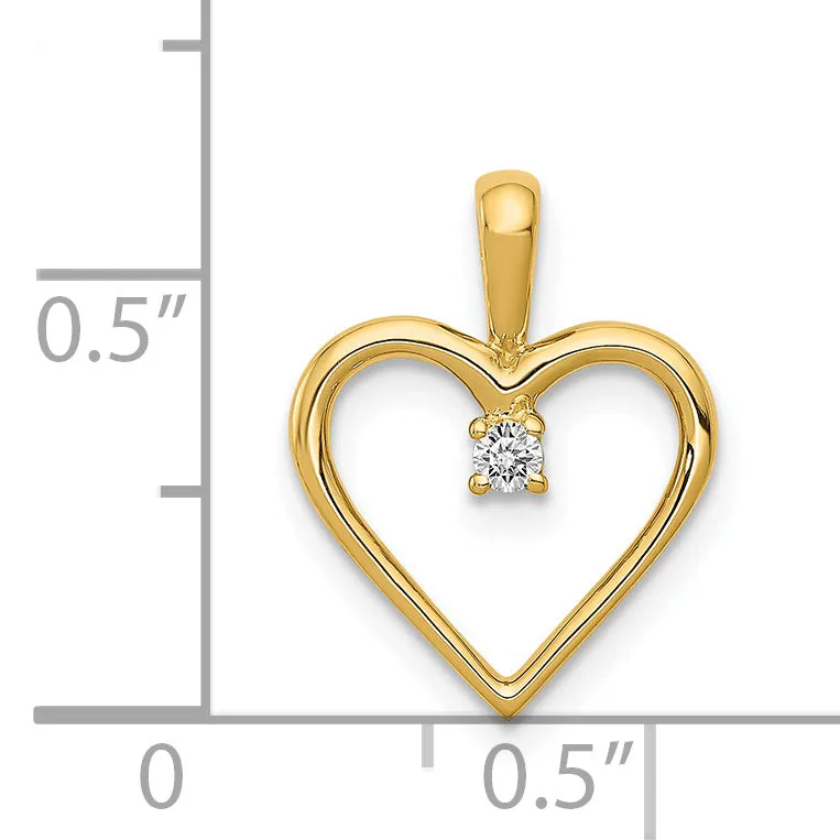 14k Yellow Gold l1 Clarity G-I Color .03ct. Diamond Heart Pendant
