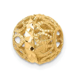 14k Yellow Gold Solid D.C Texture Finish Ball Chain Slide Pendant