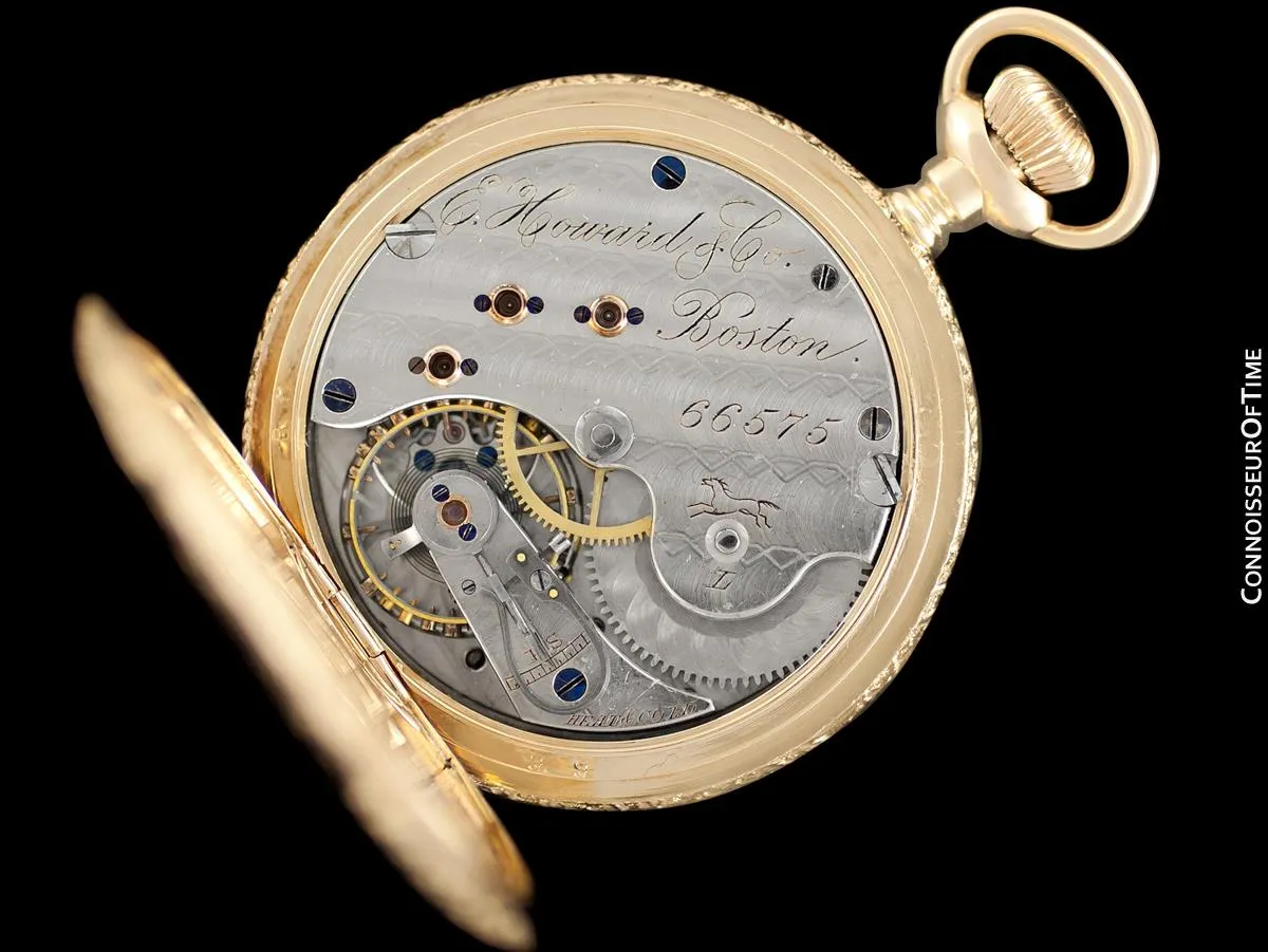1870's E. Howard & Co. Antique 16 Size L Pocket Watch with Exceptional Fancy Dial - 14K Gold