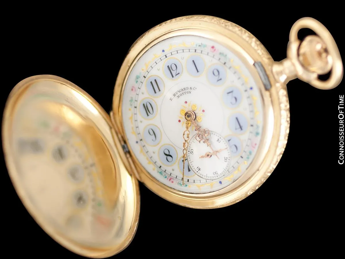 1870's E. Howard & Co. Antique 16 Size L Pocket Watch with Exceptional Fancy Dial - 14K Gold