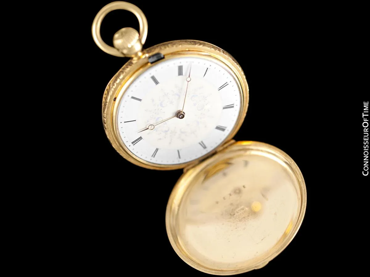 1873 Patek Philippe for Tiffany & Co. Antique Mens Midsize 38mm Hunter Case Pocket Watch - 18K Gold