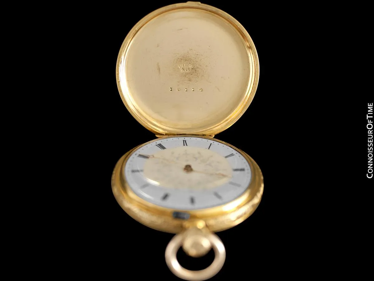 1873 Patek Philippe for Tiffany & Co. Antique Mens Midsize 38mm Hunter Case Pocket Watch - 18K Gold