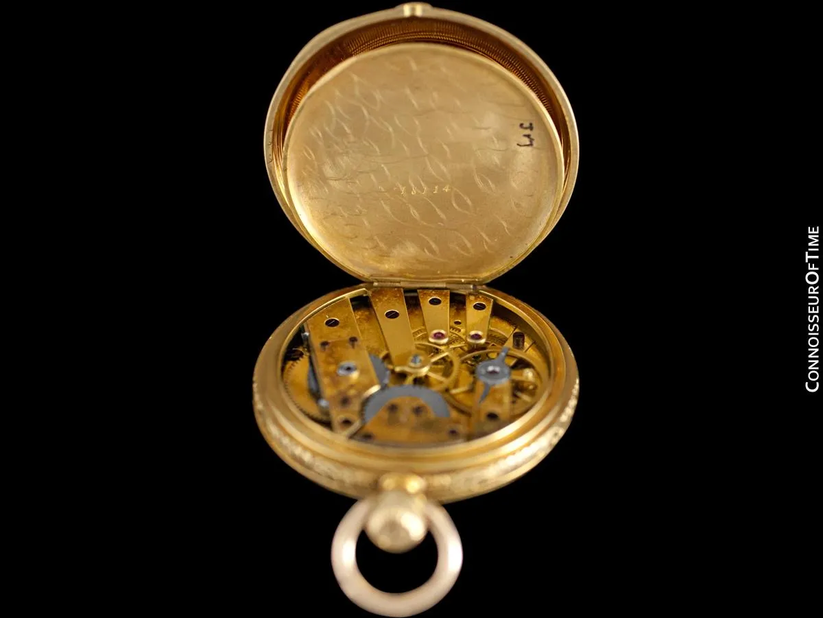 1873 Patek Philippe for Tiffany & Co. Antique Mens Midsize 38mm Hunter Case Pocket Watch - 18K Gold