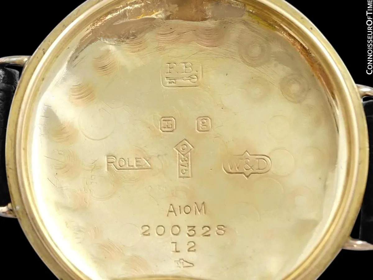 1918 Rolex Semi-Hermetic Pre-Oyster Vintage Mens 9K Gold Watch - Very Rare