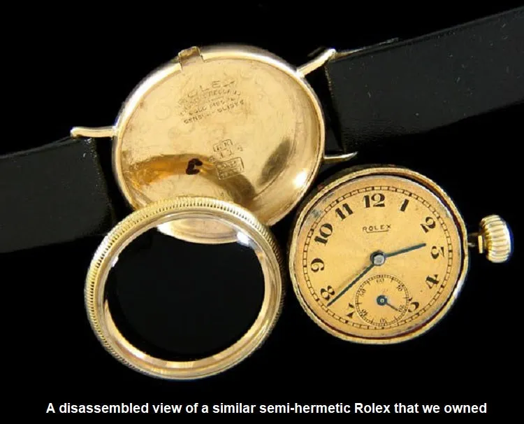 1918 Rolex Semi-Hermetic Pre-Oyster Vintage Mens 9K Gold Watch - Very Rare