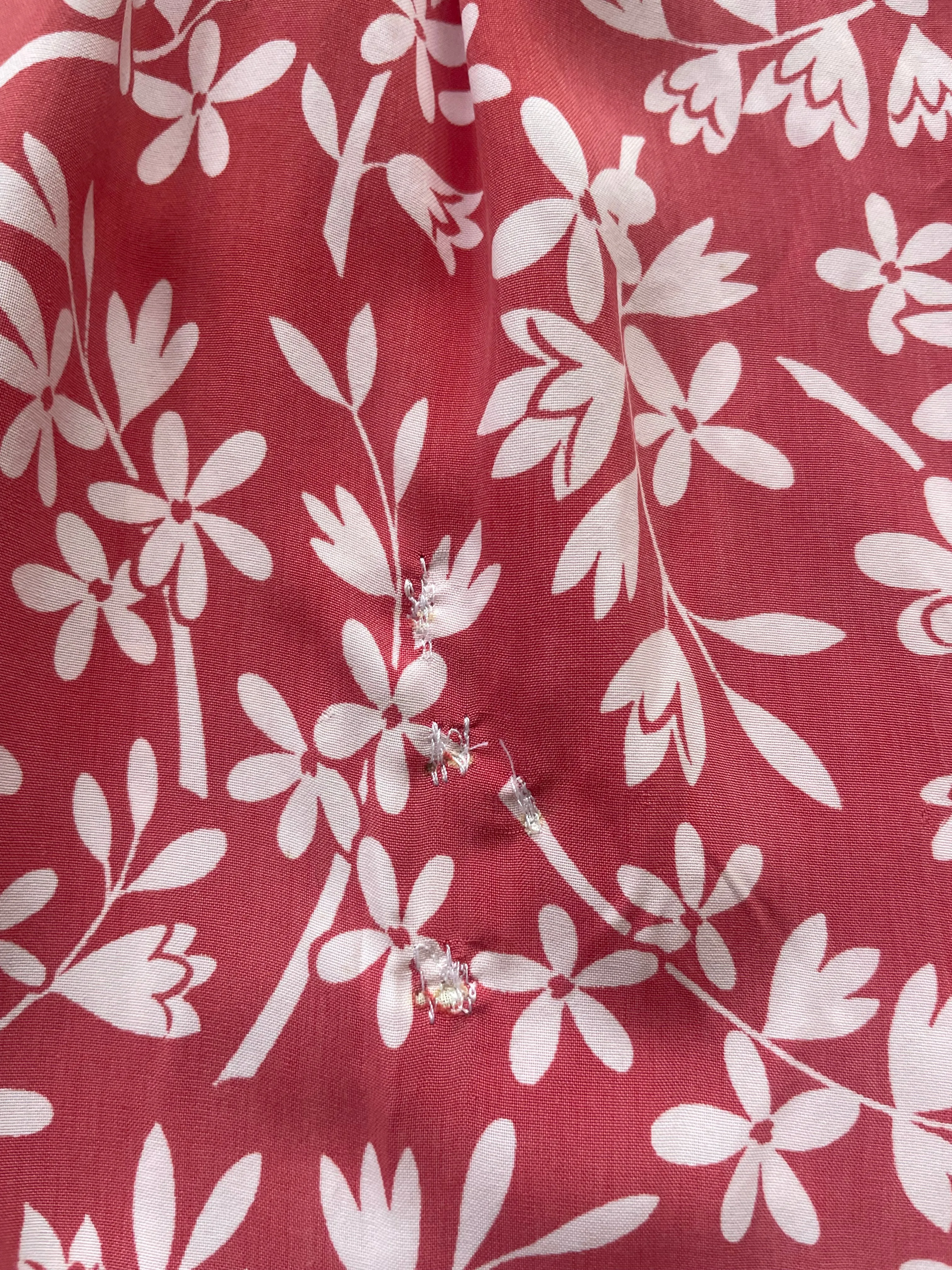 1940s Cold Rayon Floral Wide Leg Cropped Side Button Pants