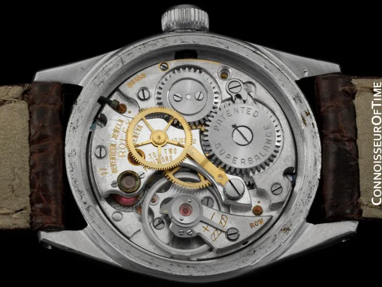 1942 Rolex Speedking Vintage Mens Midsize "Boys" WWII Oyster Watch - Stainless Steel
