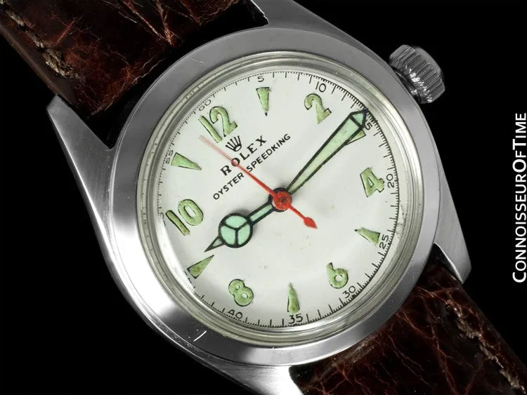 1942 Rolex Speedking Vintage Mens Midsize "Boys" WWII Oyster Watch - Stainless Steel