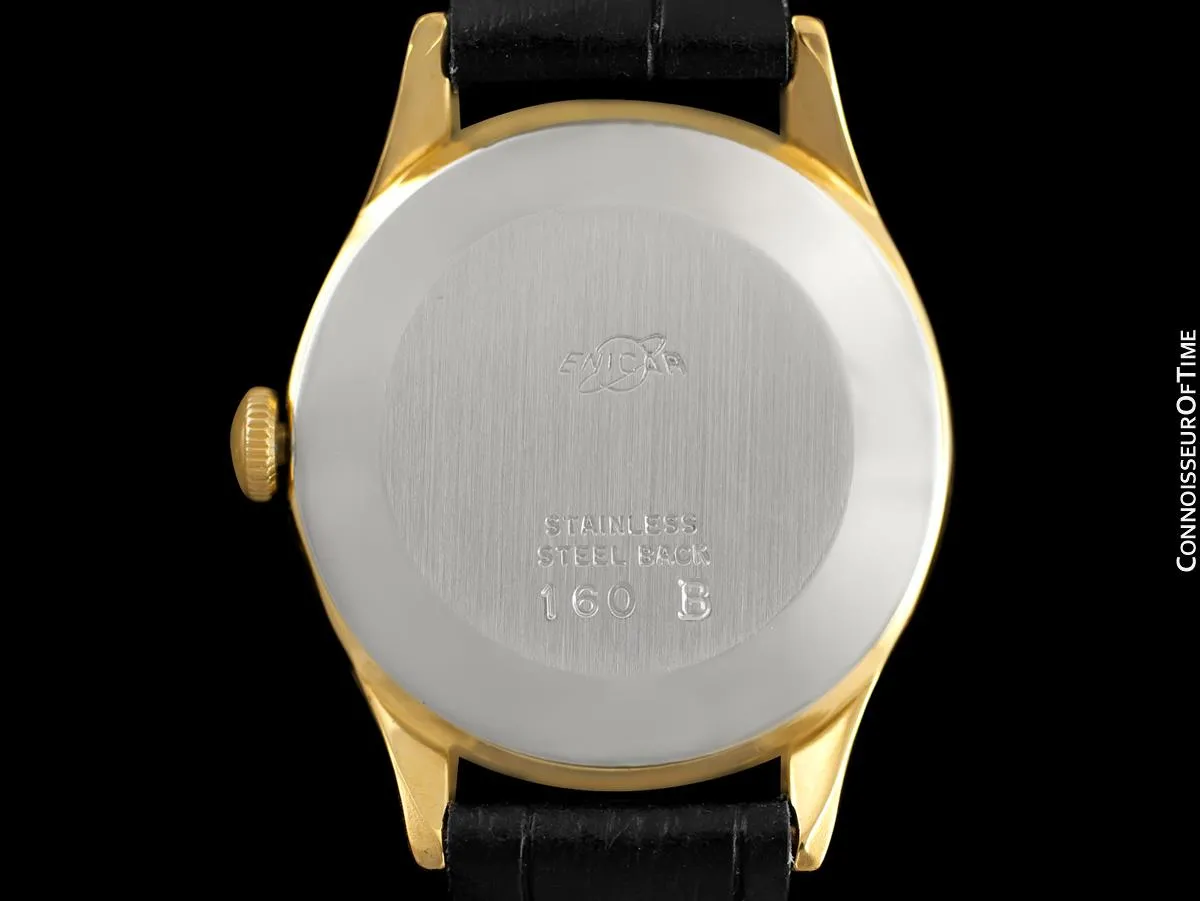 1950's Enicar Vintage Mens  Watch, Day Date Calendar, Gold Plated & Stainless Steel