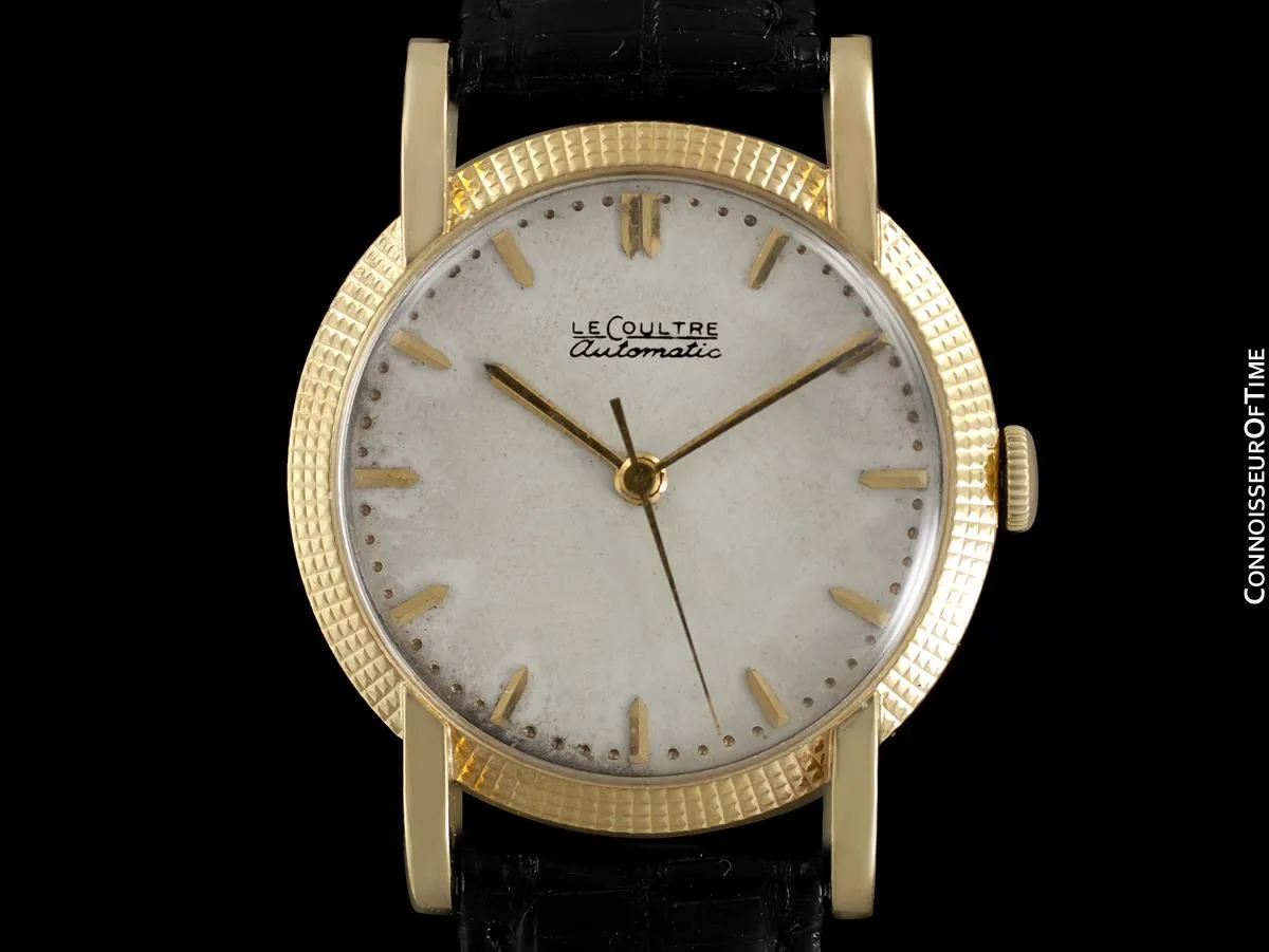 1952 Jaeger-LeCoultre Vintage Mens Watch, Automatic with Beautiful Hobnail Case - 18K Gold