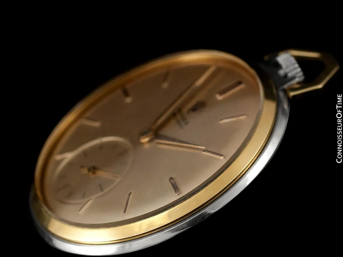 1960 Rolex Precision Vintage Antique Mens Pocket Watch, 45mm - Stainless Steel & 18K Gold