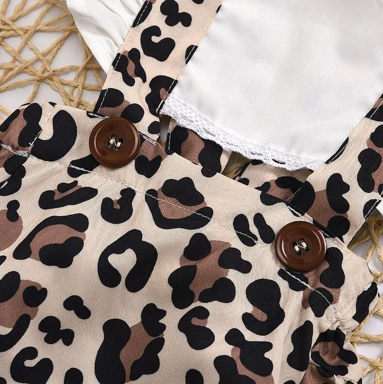 2Pcs Baby Clothes Girl Ruched Leopard Print Sleeveless Baby Rompers Jumpsuit Headband Summer Casual Baby Clothes Outfits