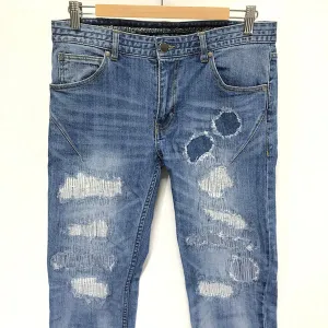 [32] Number Nine x Nano Universe Cropped Damaged Denim Jeans Indigo