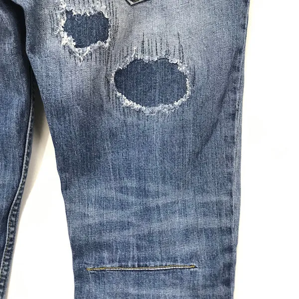 [32] Number Nine x Nano Universe Cropped Damaged Denim Jeans Indigo