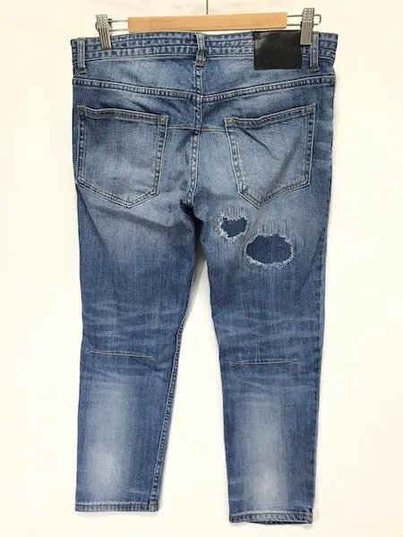[32] Number Nine x Nano Universe Cropped Damaged Denim Jeans Indigo