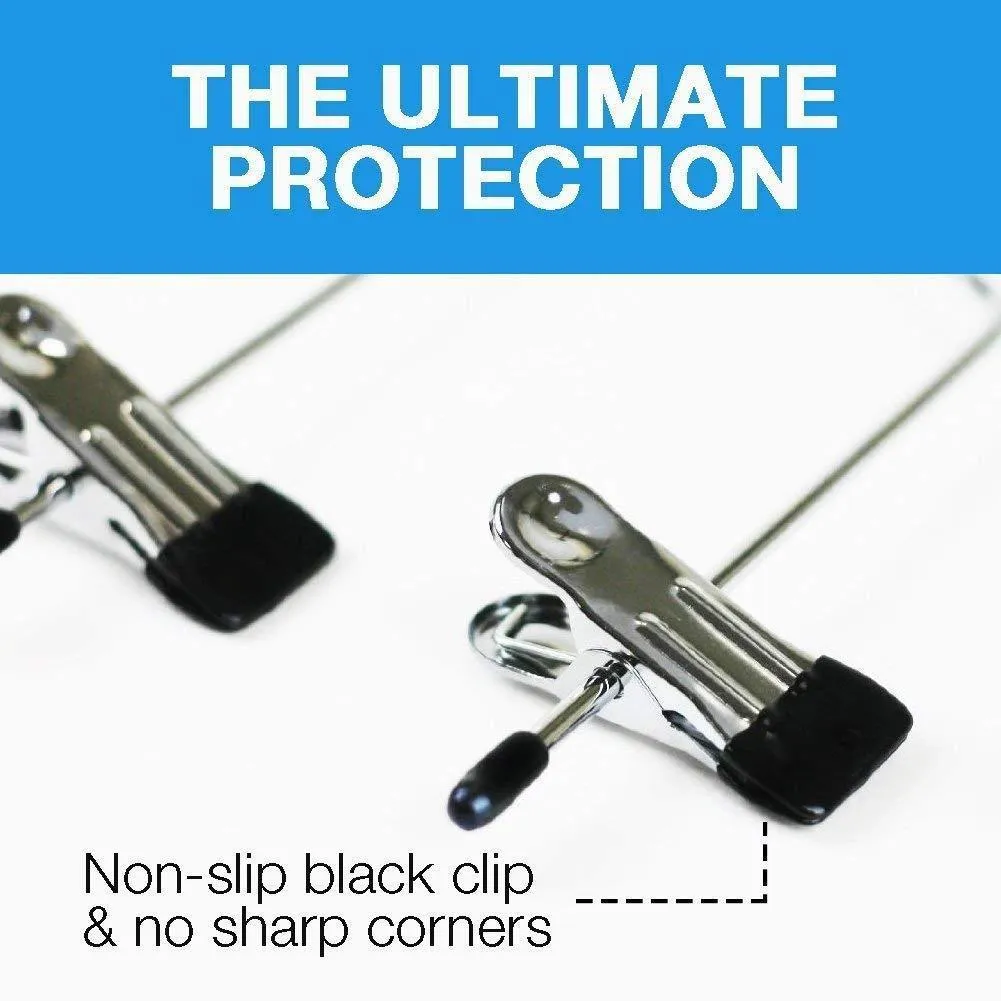 4 Tier Pants Hanger, 2 Pack Trouser Hanger Skirt Hangers with Non Slip Black Vinyl Clips, Heavy Duty Metal Hangers Ultra Thin Space Saving Clothes Hangers to Organize Closet Jeans Scarf Slacks