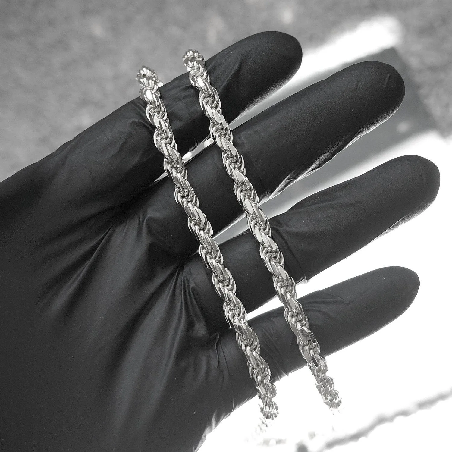 5mm Large 925 Silver Diamond Cut Rope Chain