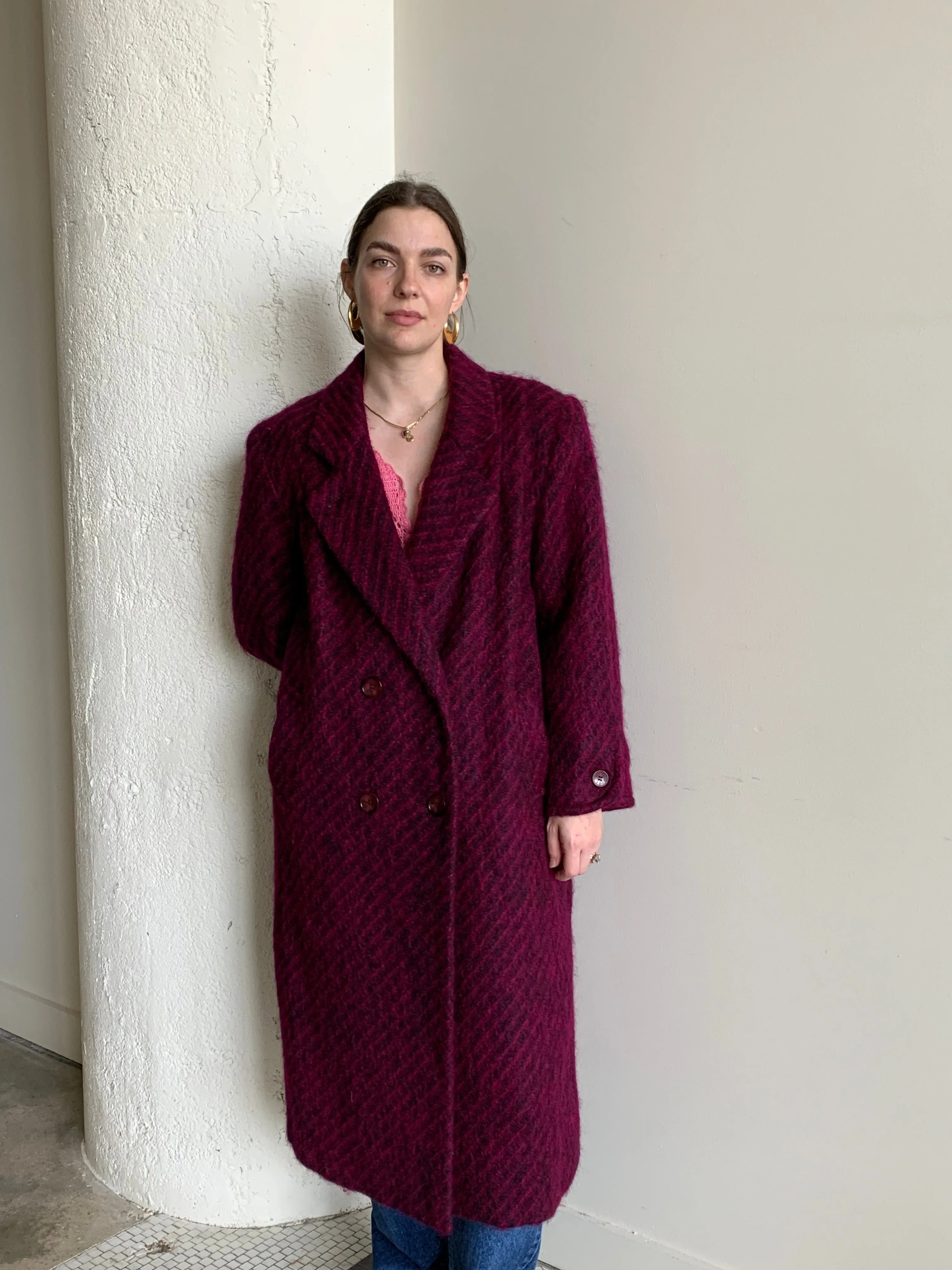 70s purple mohair coat