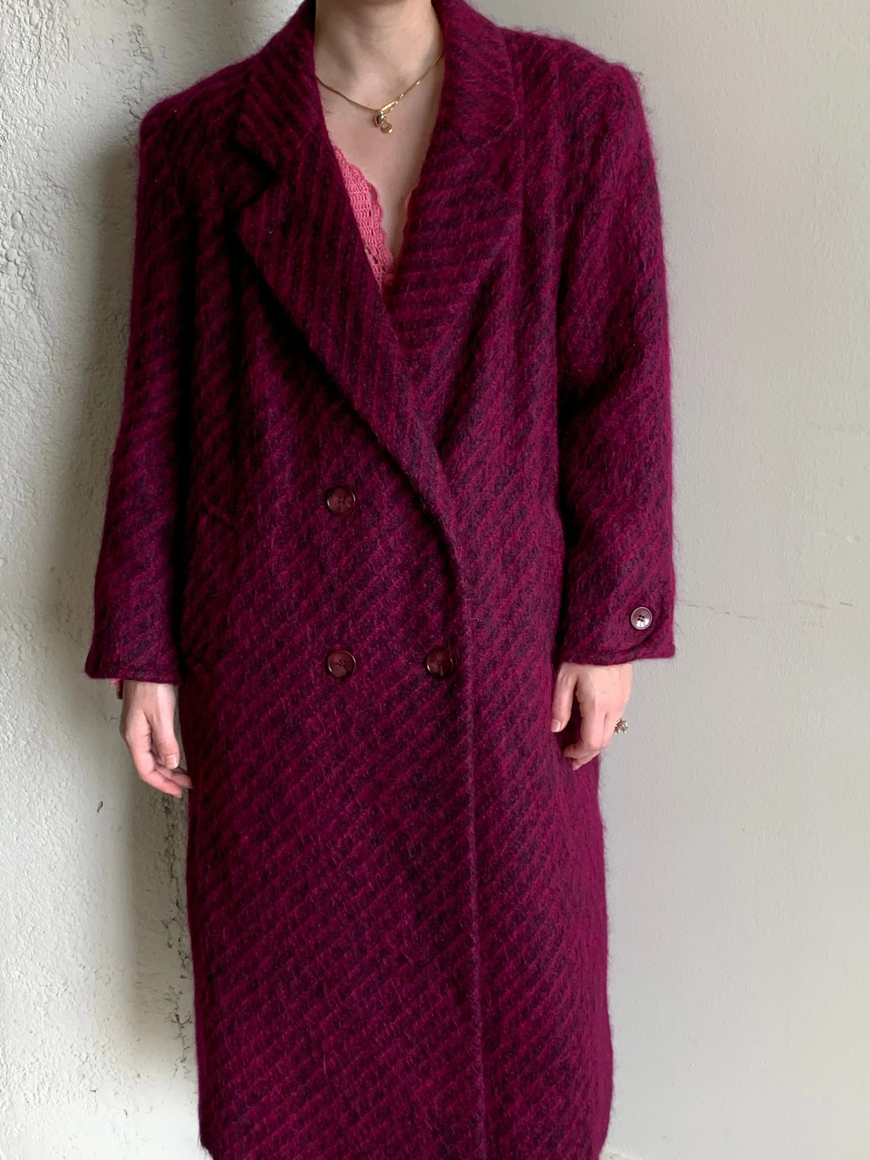 70s purple mohair coat