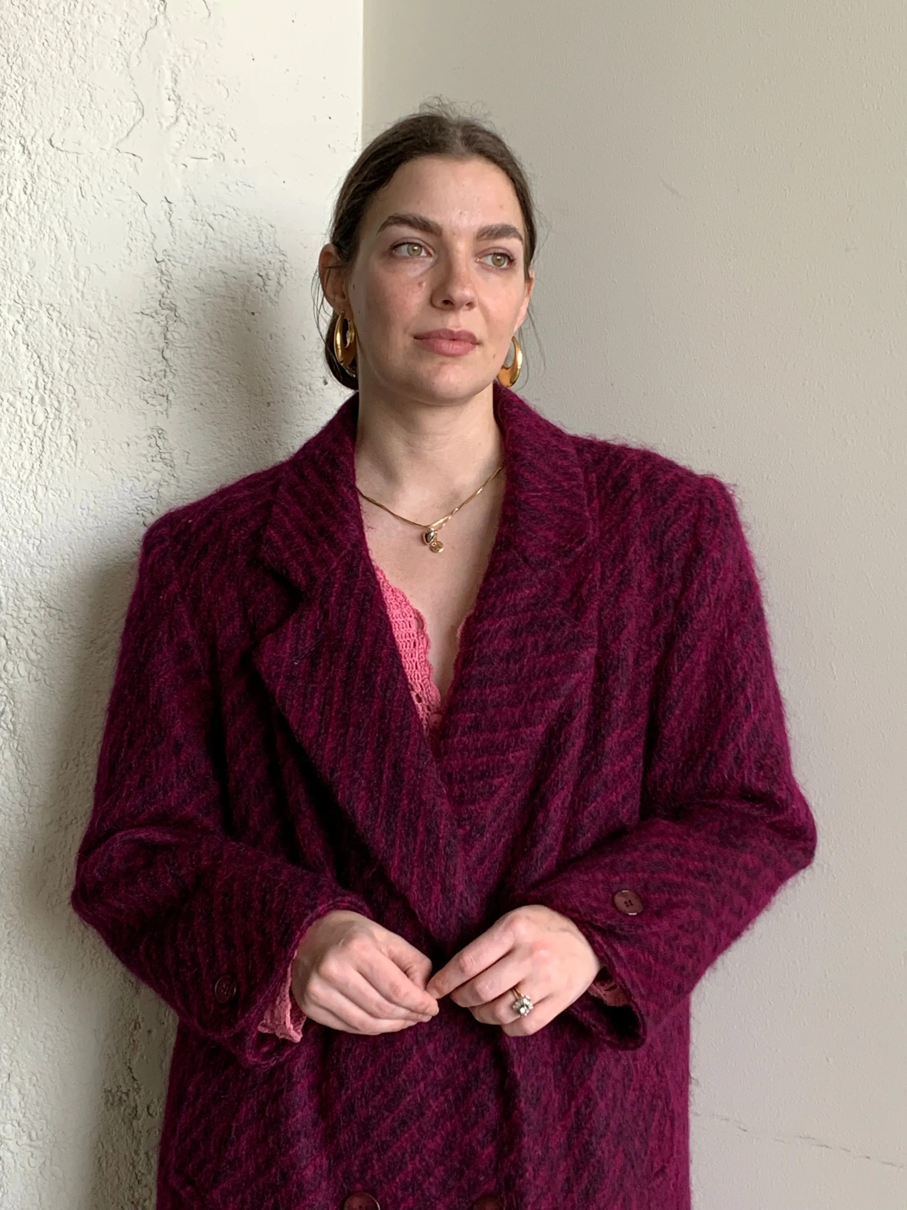 70s purple mohair coat
