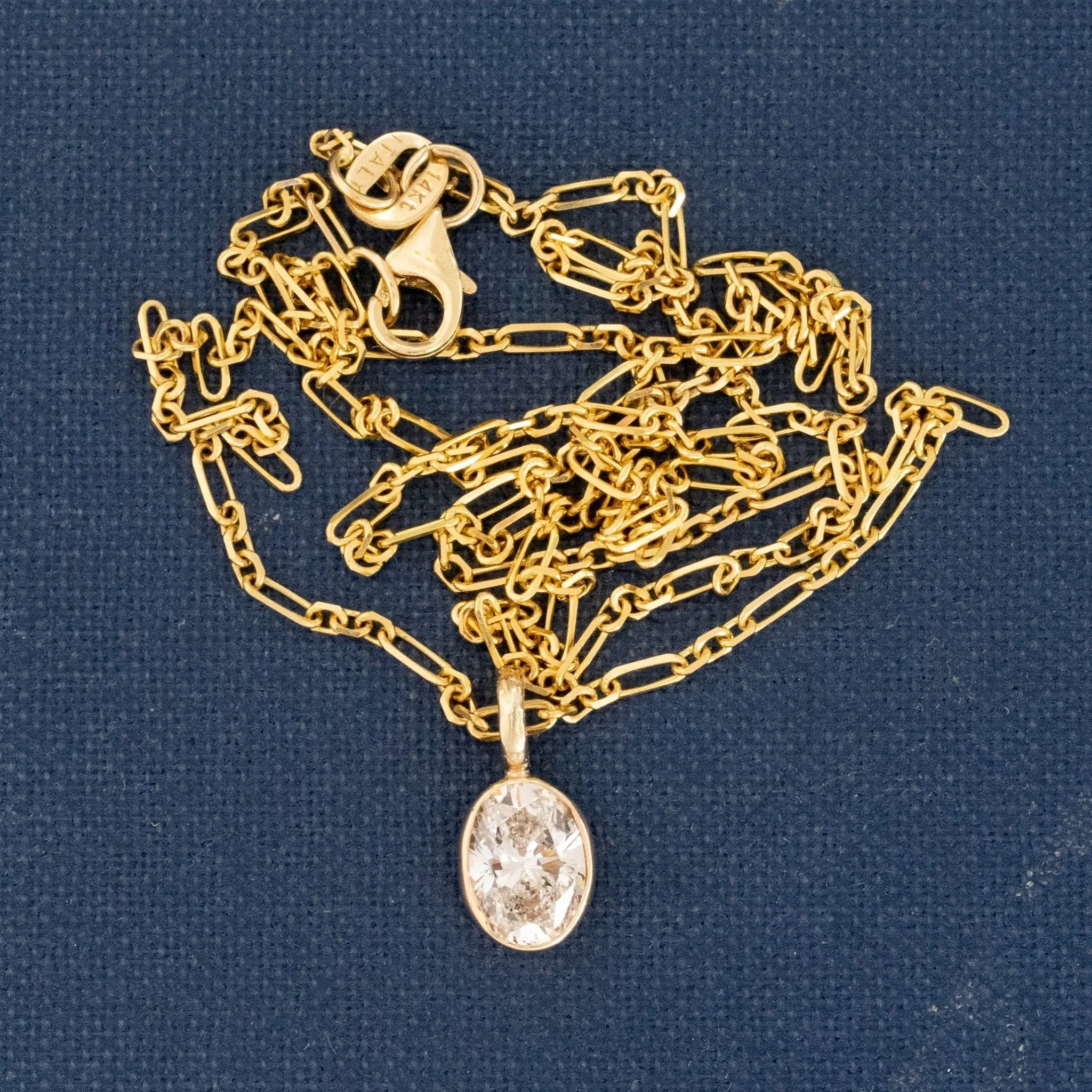 .78ct Vintage Oval Cut Diamond Bezel Pendant