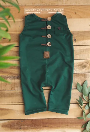 9-12 months size baby romper, Teal green, made to order