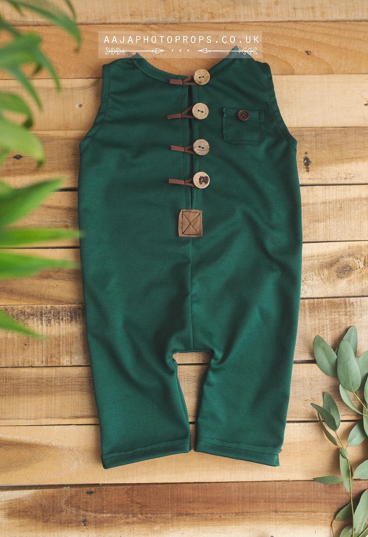 9-12 months size baby romper, Teal green, made to order