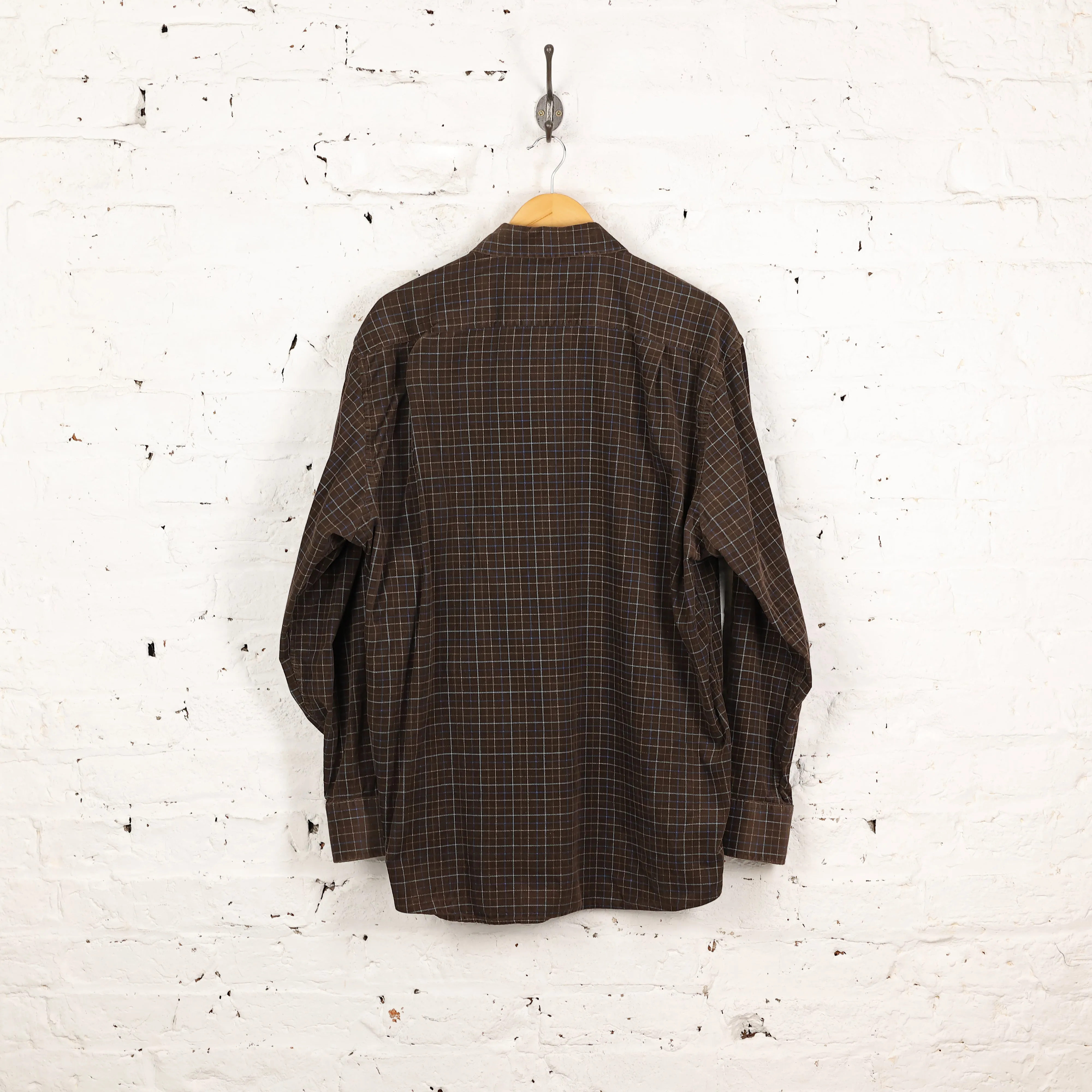90s Check Corduroy Shirt - Brown - XL