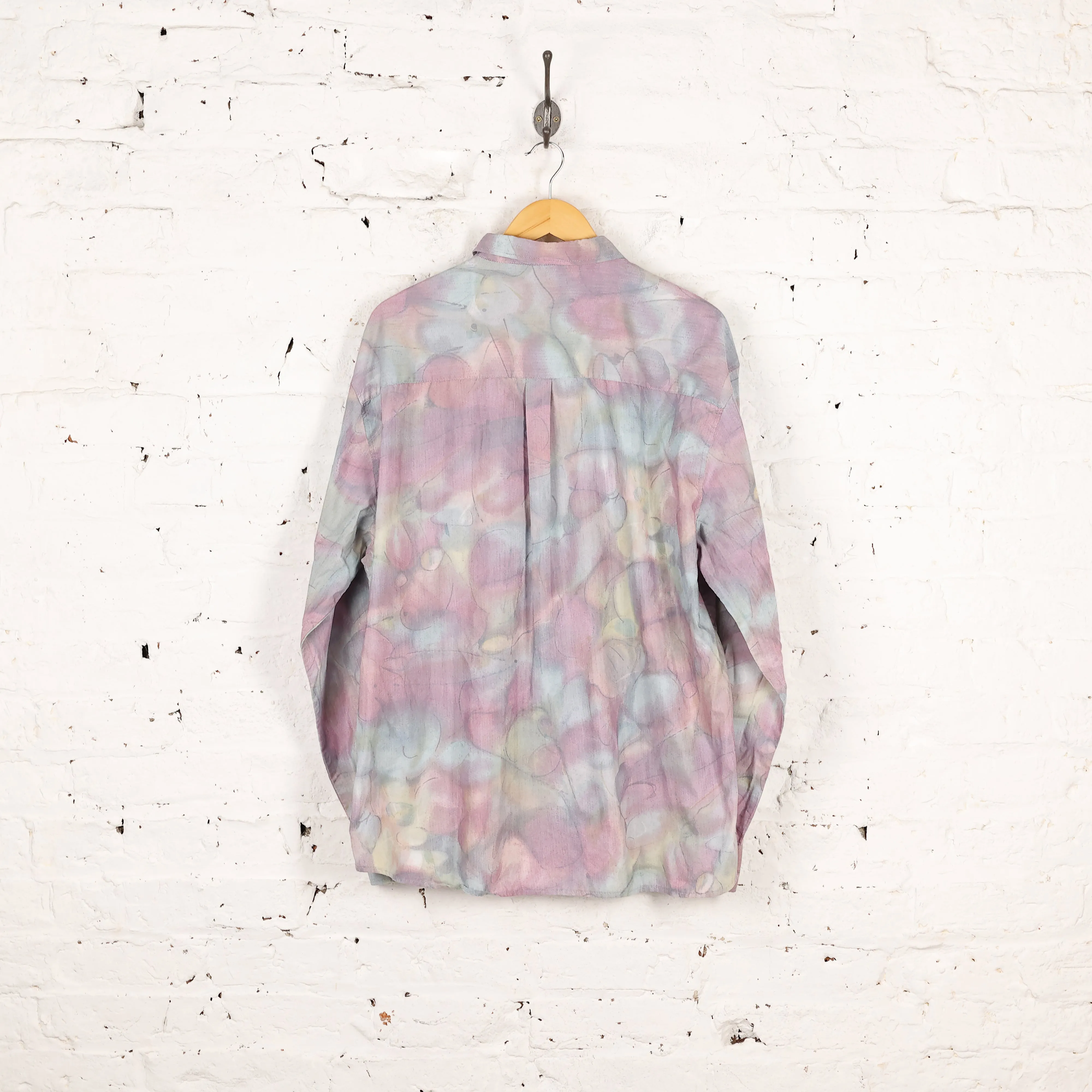 90s Long Sleeve Pattern Shirt - Purple - XL