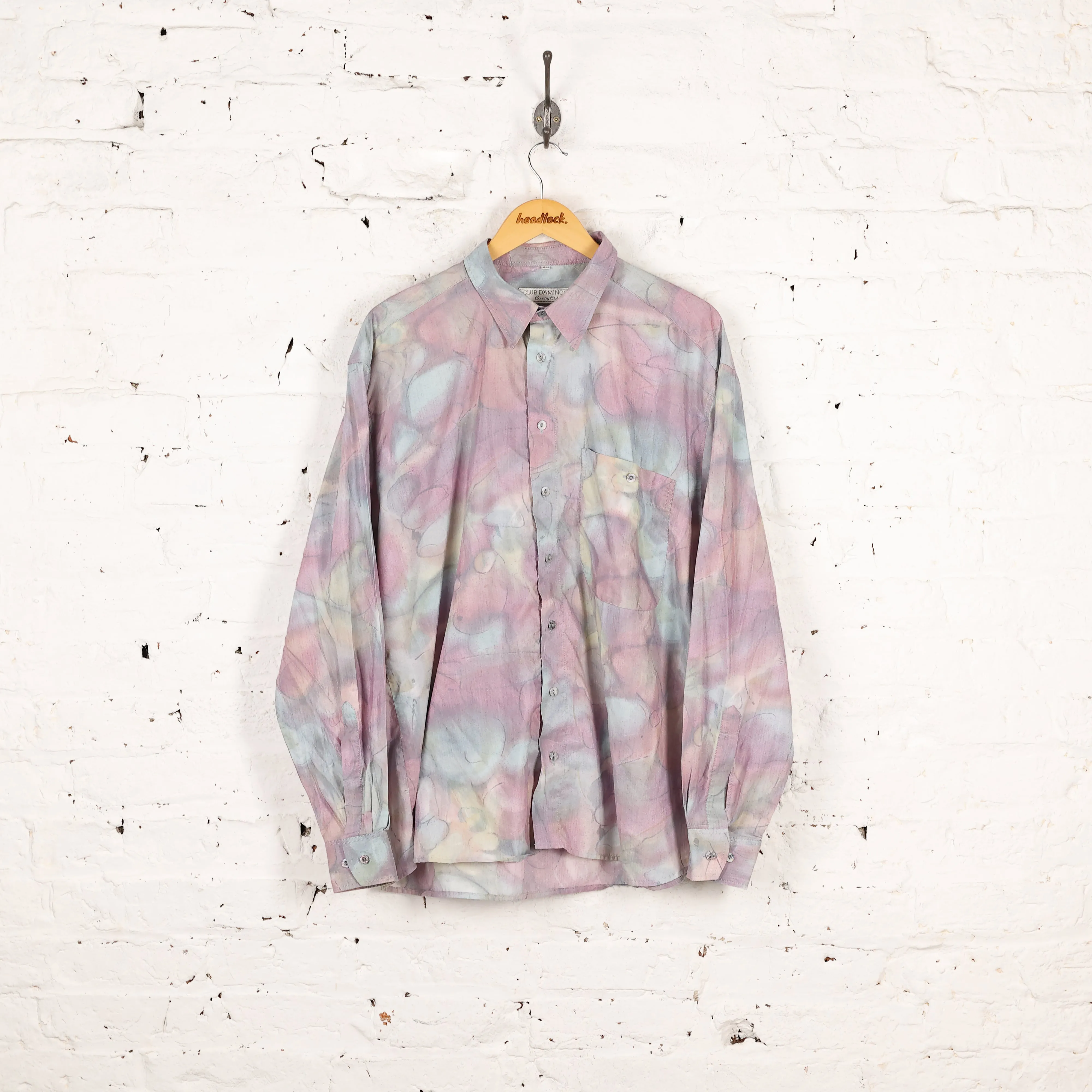 90s Long Sleeve Pattern Shirt - Purple - XL