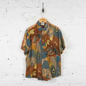 90s Pattern Shirt - Blue/Brown - XL