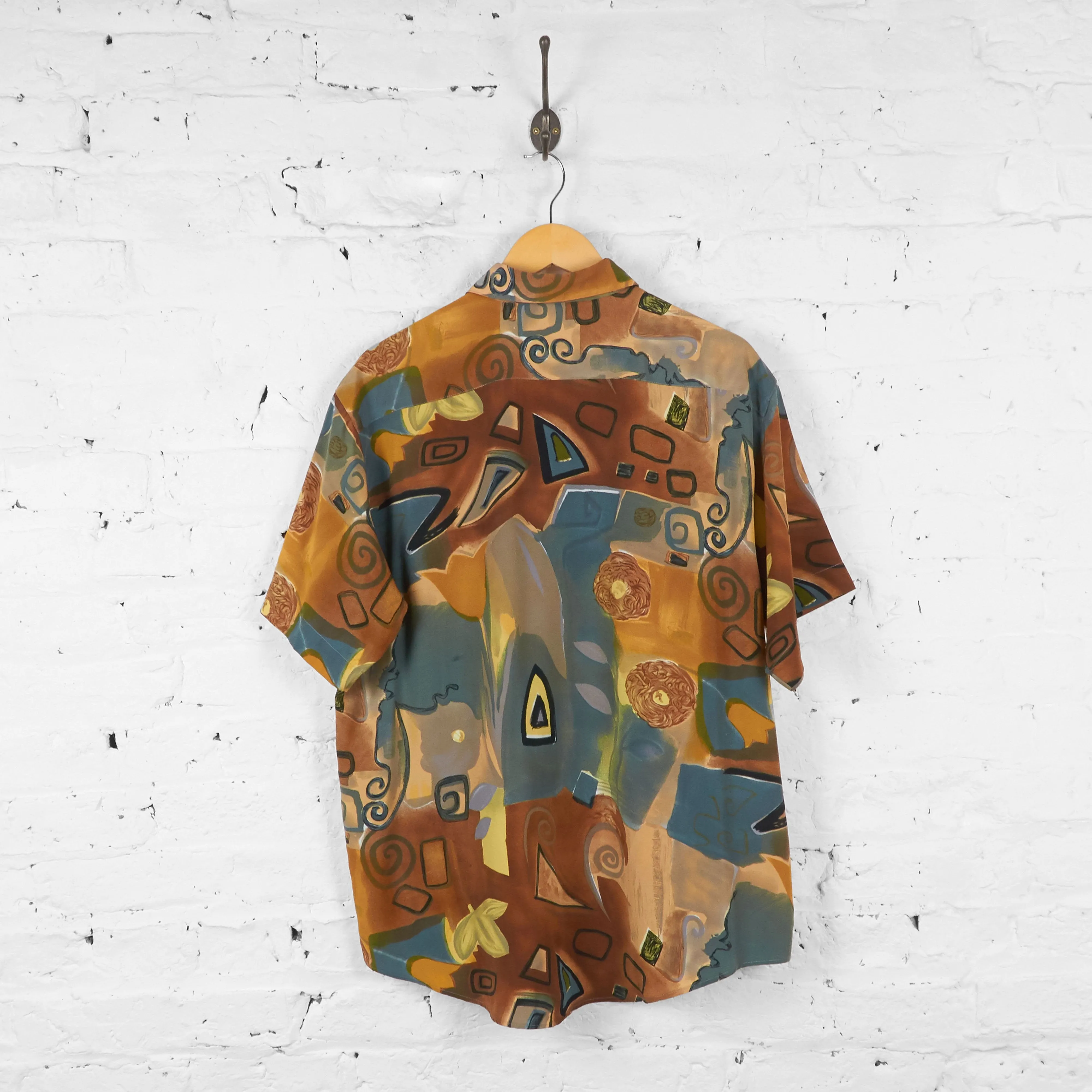 90s Pattern Shirt - Blue/Brown - XL