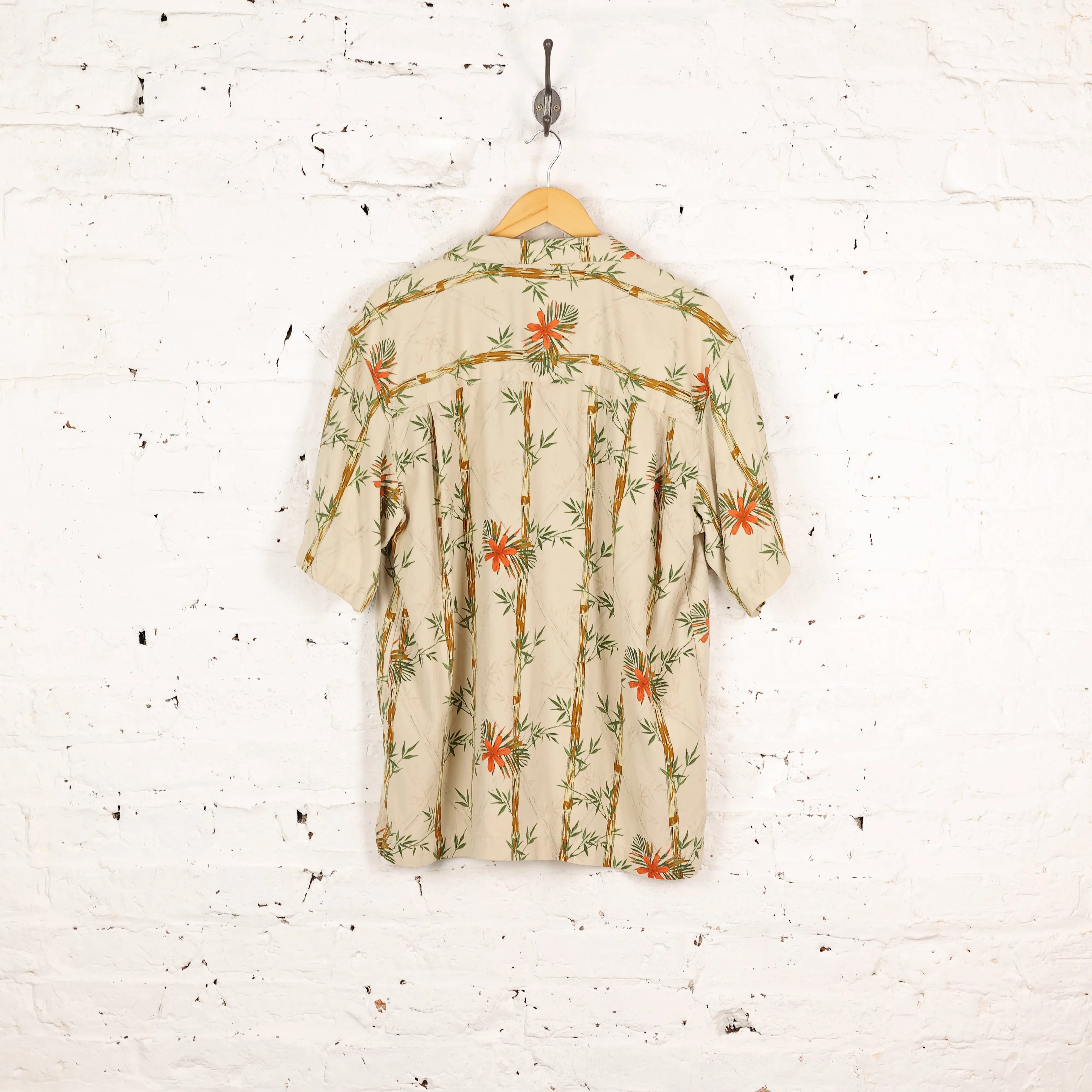 90's Pattern Short Sleeve Shirt - Cream - L